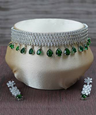 Rhodium Finish Diamond Choker Set 2