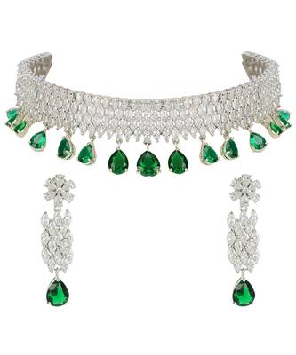Rhodium Finish Diamond Choker Set 3