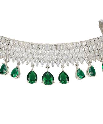 Rhodium Finish Diamond Choker Set 4