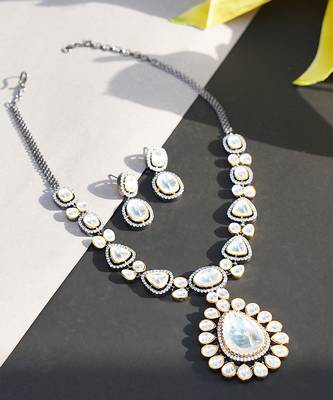 Gold Plated Kundan Long Necklace Set 1