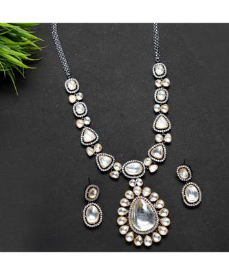 Gold Plated Kundan Long Necklace Set 4