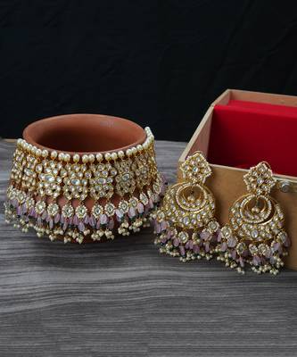 Gold Plated Kundan Necklace Set 1