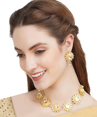Gold Plated Kundan Necklace Set 4