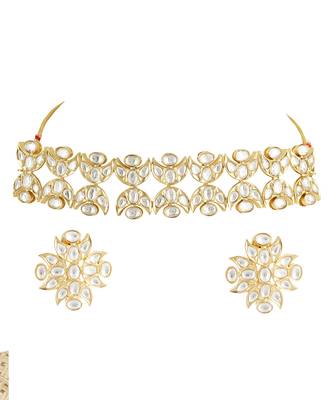 Gold Plated Kundan Choker Necklace Set 3