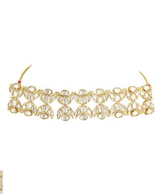 Gold Plated Kundan Choker Necklace Set 4
