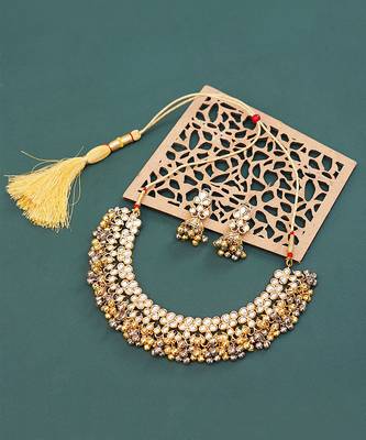 Gold Plated Kundan Polki Necklace Set 2