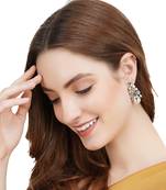 Gold Plated Kundan Pearl Drop Earrings