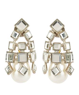 Gold Plated Kundan Pearl Drop Earrings 3