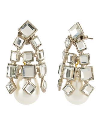 Gold Plated Kundan Pearl Drop Earrings 4