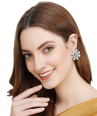 Gold Plated Kundan Stud Earrings 1