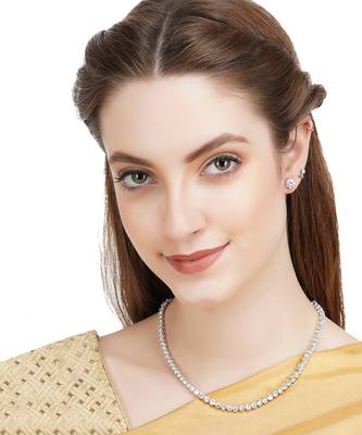 Rhodium Finish Diamond Necklace set 1