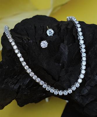Rhodium Finish Diamond Necklace set 2