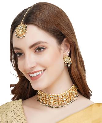 Gold Plated Kundan Choker Necklace Set 1