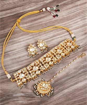 Gold Plated Kundan Choker Necklace Set 2