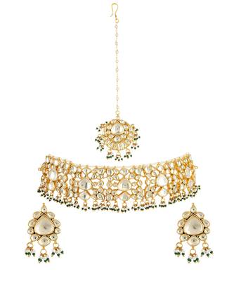 Gold Plated Kundan Choker Necklace Set 3