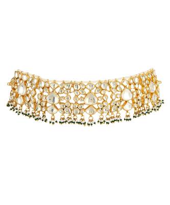 Gold Plated Kundan Choker Necklace Set 4