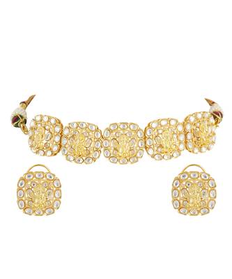Gold Plated Kundan Choker Necklace Set 3