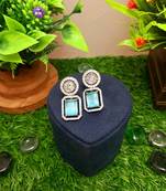 Turquoise Brass Star American Diamond Earrings Studs for Women