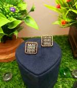 Black Brass Star American Diamond Earrings Studs for Women