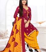 Maroon printed crepe salwar