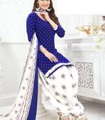 Blue printed crepe salwar