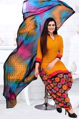 Orange printed crepe salwar 1
