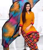 Orange printed crepe salwar