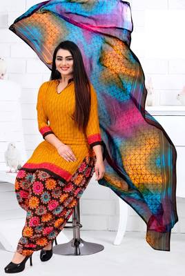 Orange printed crepe salwar 2