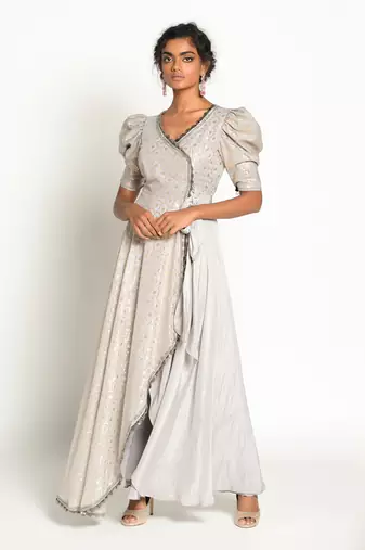 Grey elizabeth anarkali Set