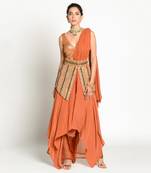 Tangerine Imtehaan Drape Dress
