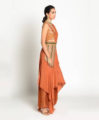 Tangerine Imtehaan Drape Dress 3