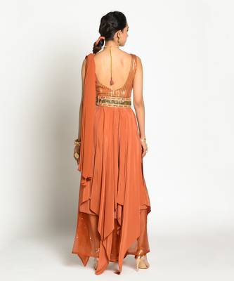 Tangerine Imtehaan Drape Dress 4