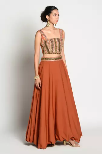 Tangerine Aamya Skirt Set