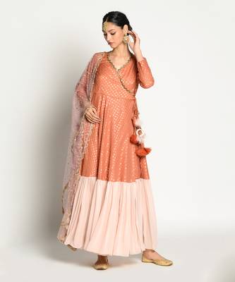 Tangerine And Blush Angrakha Set 1