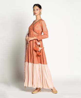 Tangerine And Blush Angrakha Set 2