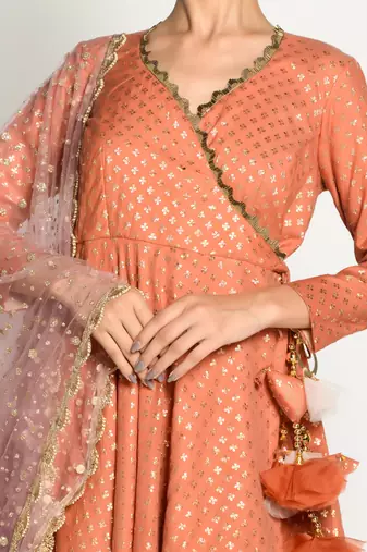 Tangerine And Blush Angrakha Set