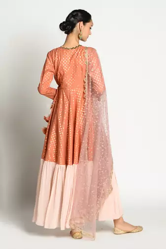 Tangerine And Blush Angrakha Set
