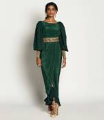 Bottle Green Drape Dress