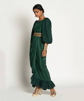 Bottle Green Drape Dress 2