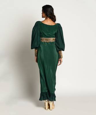 Bottle Green Drape Dress 3