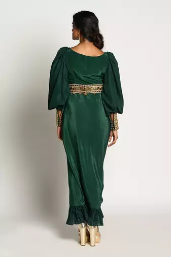 Bottle Green Drape Dress
