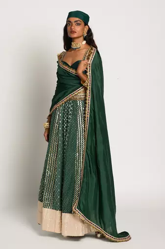 Bottle Green Sufiyana Lehanga Set