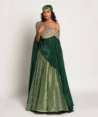 Bottle Green Rukhsar Lehenga Set 1