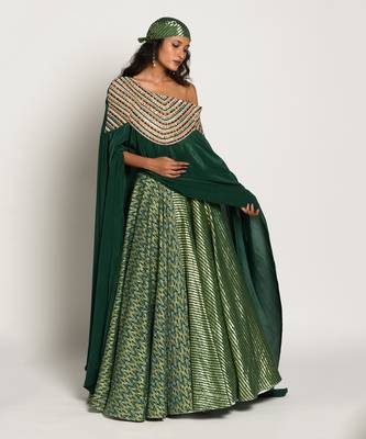 Bottle Green Rukhsar Lehenga Set 2