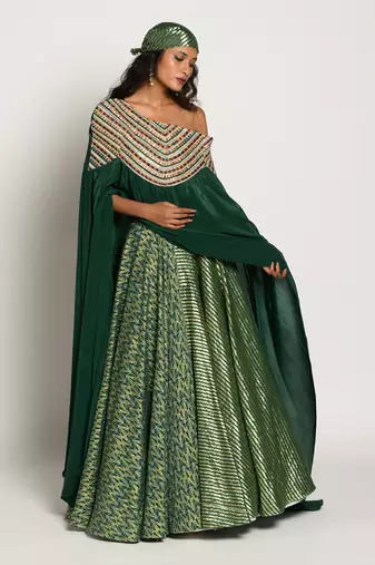 Bottle Green Rukhsar Lehenga Set