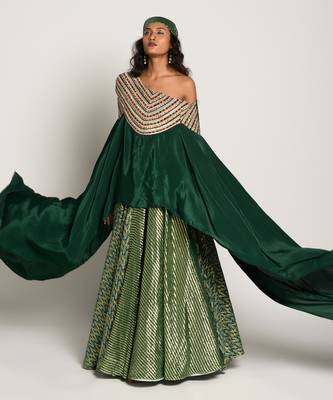 Bottle Green Rukhsar Lehenga Set 3