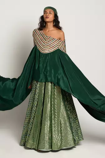 Bottle Green Rukhsar Lehenga Set