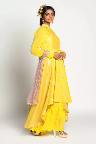 Yellow Amber Mastani Anarkali Set