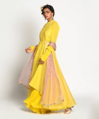Yellow Amber Mastani Anarkali Set 3