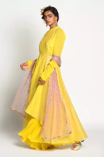 Yellow Amber Mastani Anarkali Set